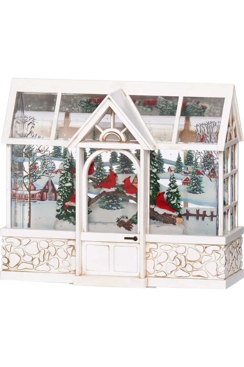 Shop For LED Swirl Greenhouse with Cardinals Snow Scene Figurine at Michelle's aDOORable Creations