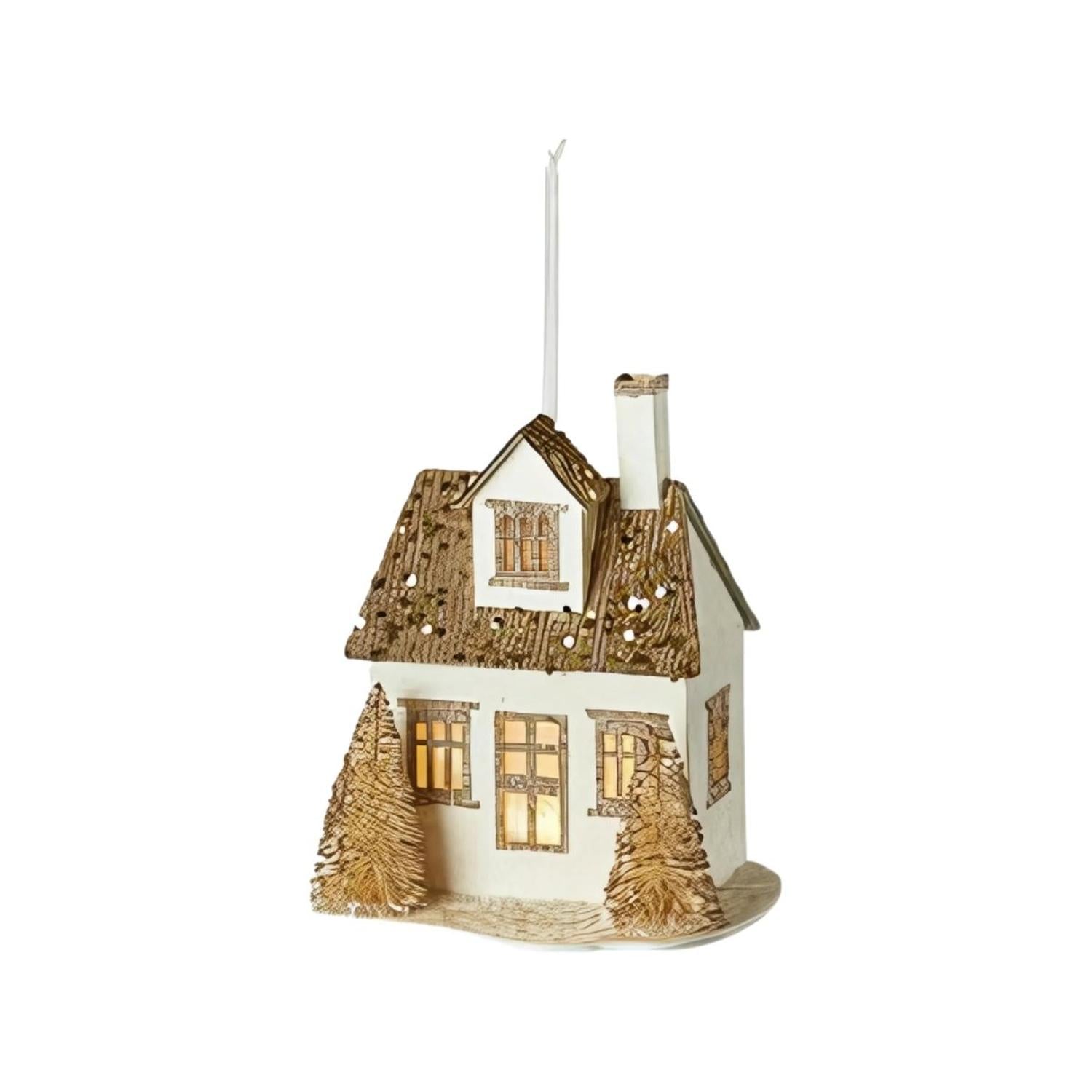 Lighted Glittered Village Ornaments