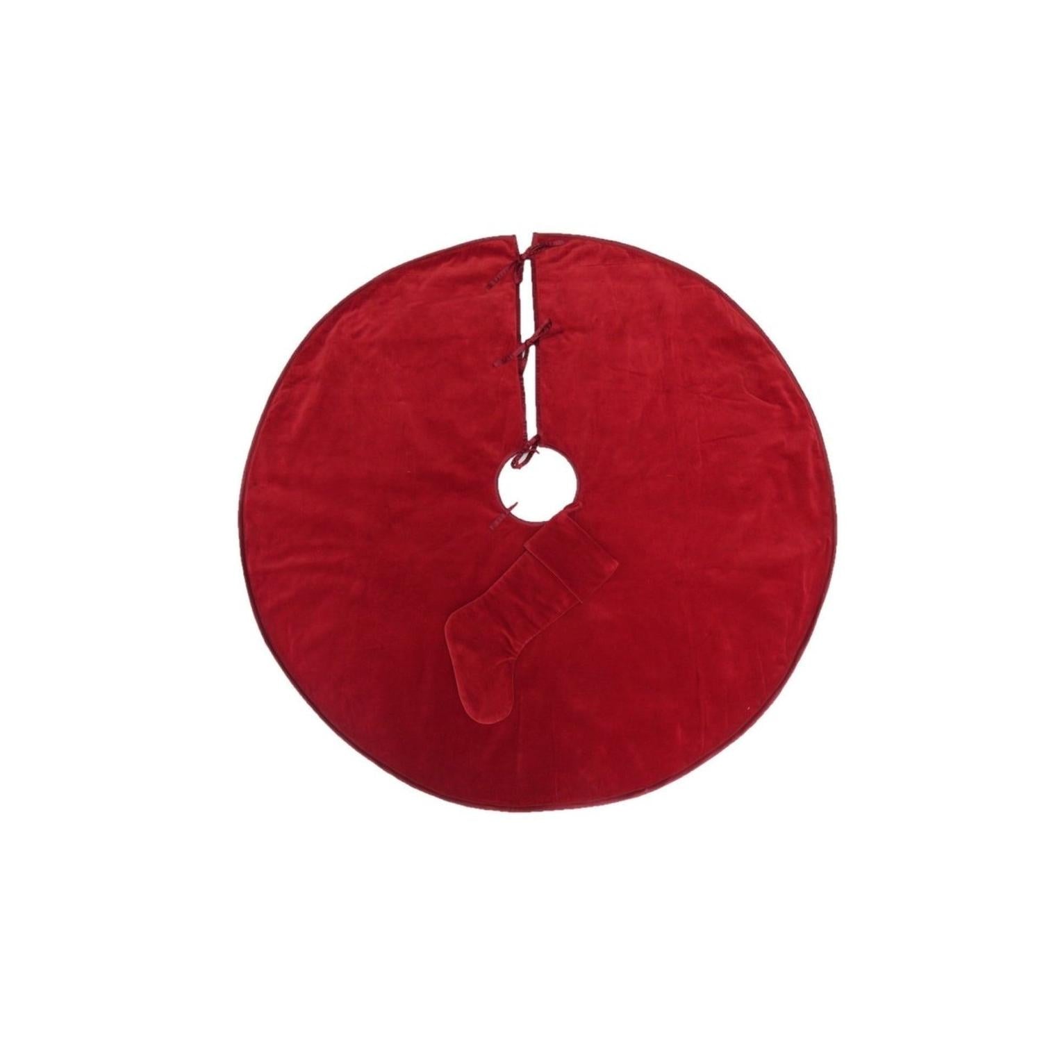 Luxurious Classic Velvet Garnet Red Christmas Tree Skirt 60" Arcadia Home