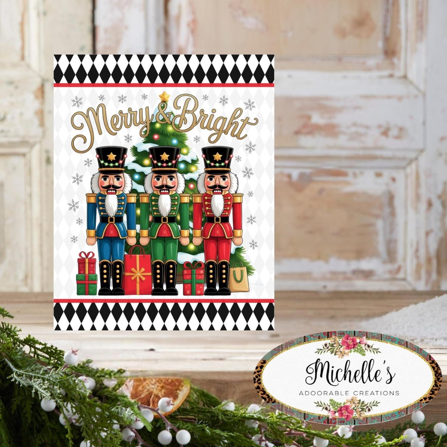 Merry and Bright Square Nutcracker Sign