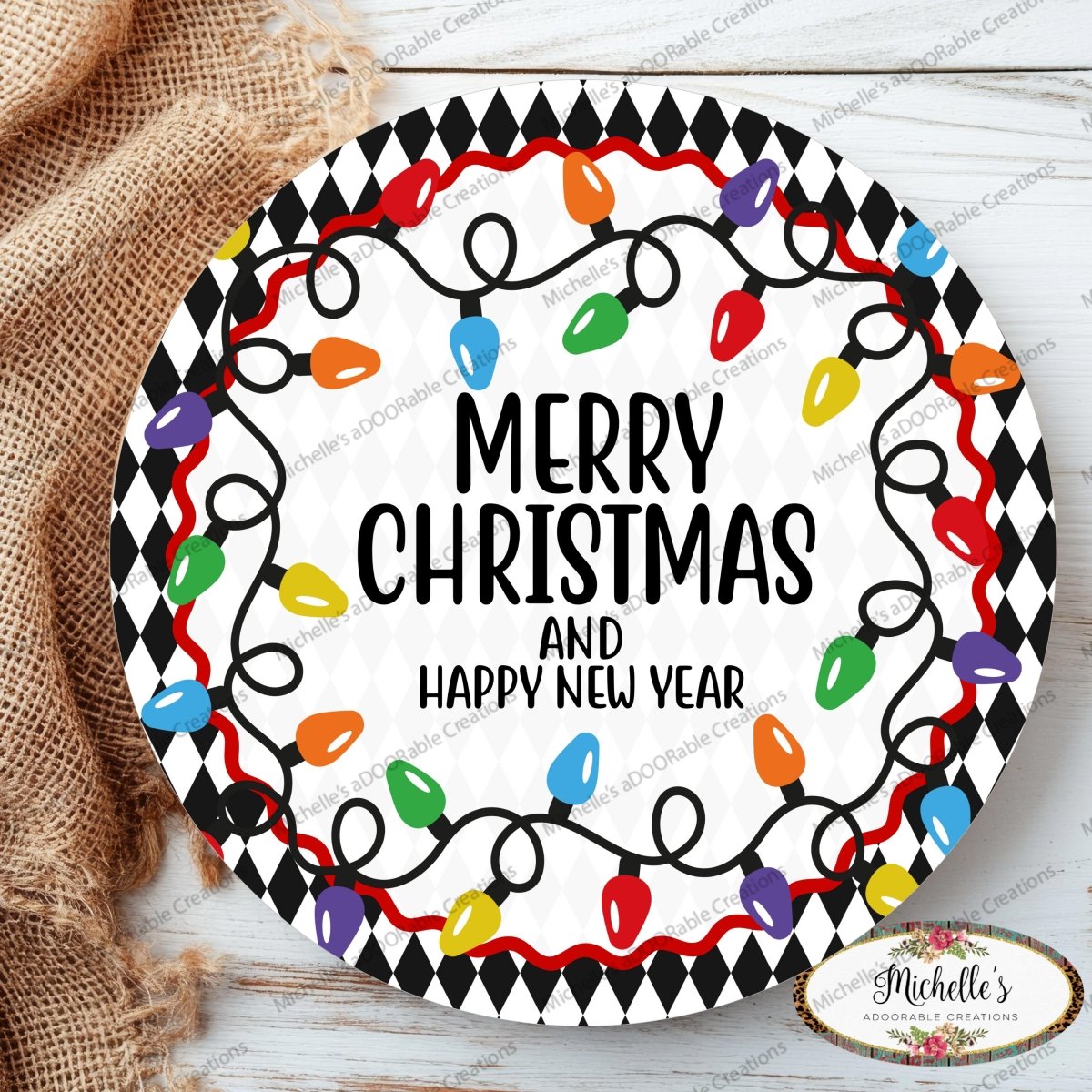 Shop For Merry Christmas New Year Lights Round Sign