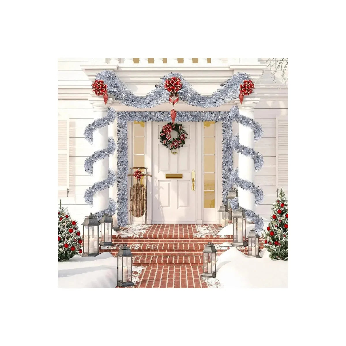 Shop For Metallic Silver & White Tinsel Garland at Michelle's aDOORable Creations