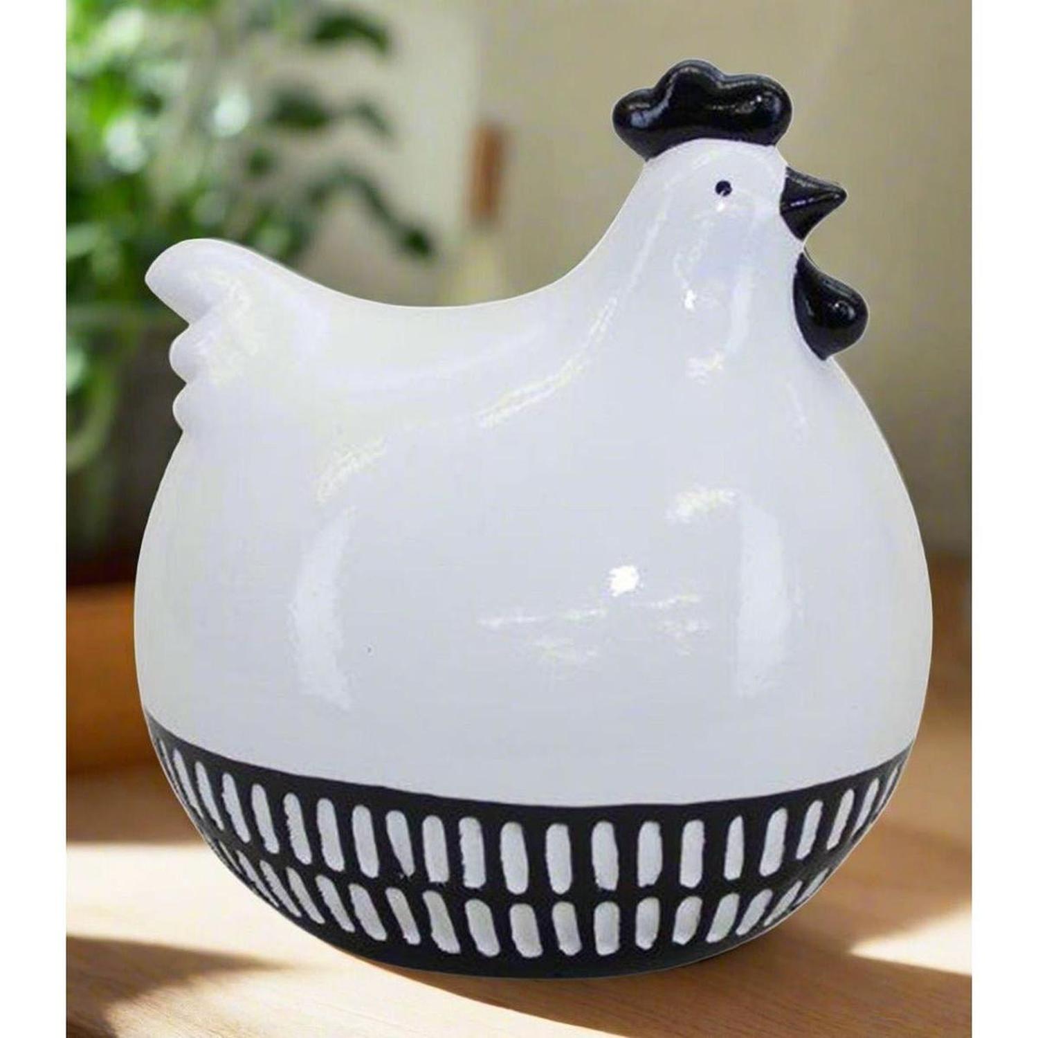 Modern Black and White Chicken Décor (Set of 2)