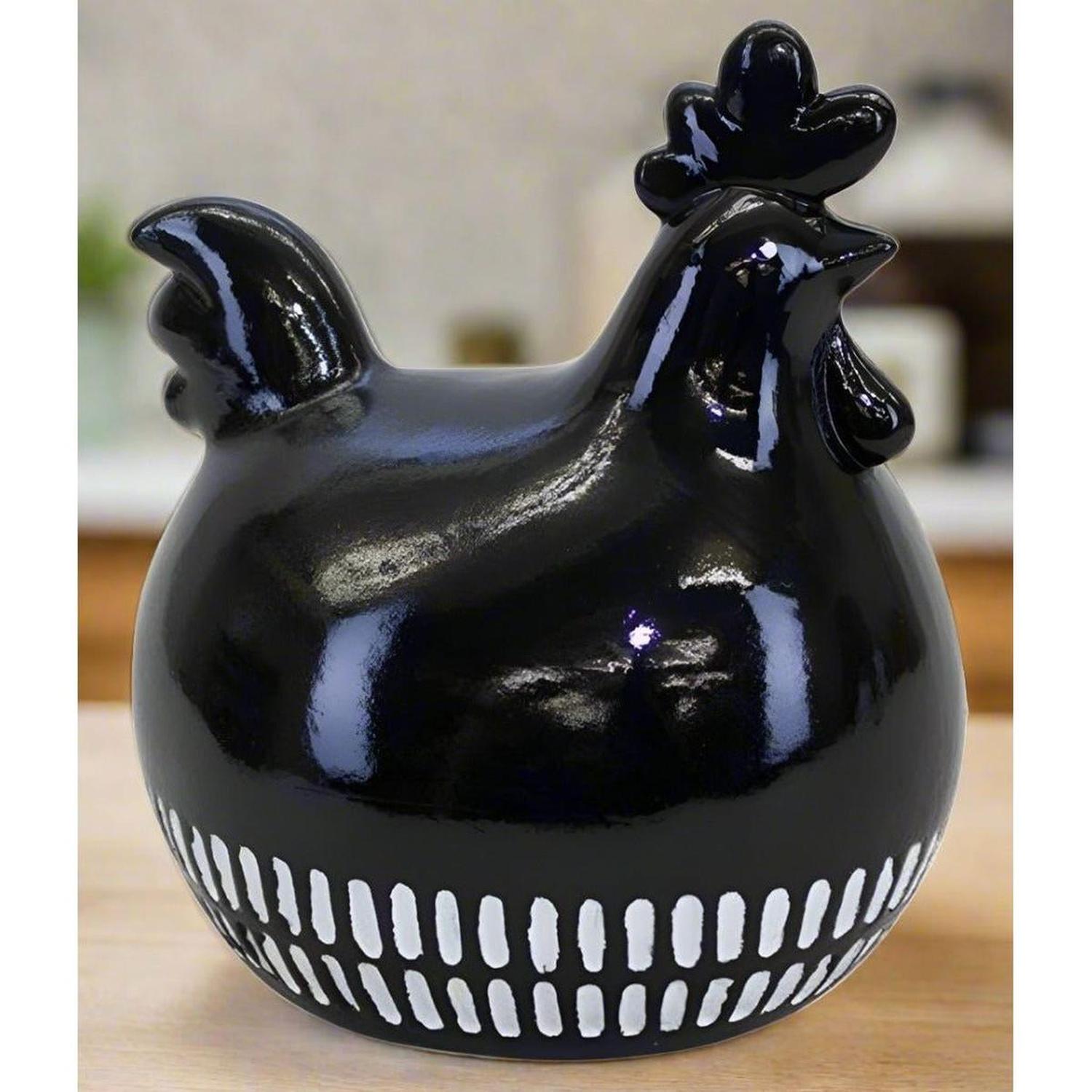 Modern Black and White Chicken Décor (Set of 2)