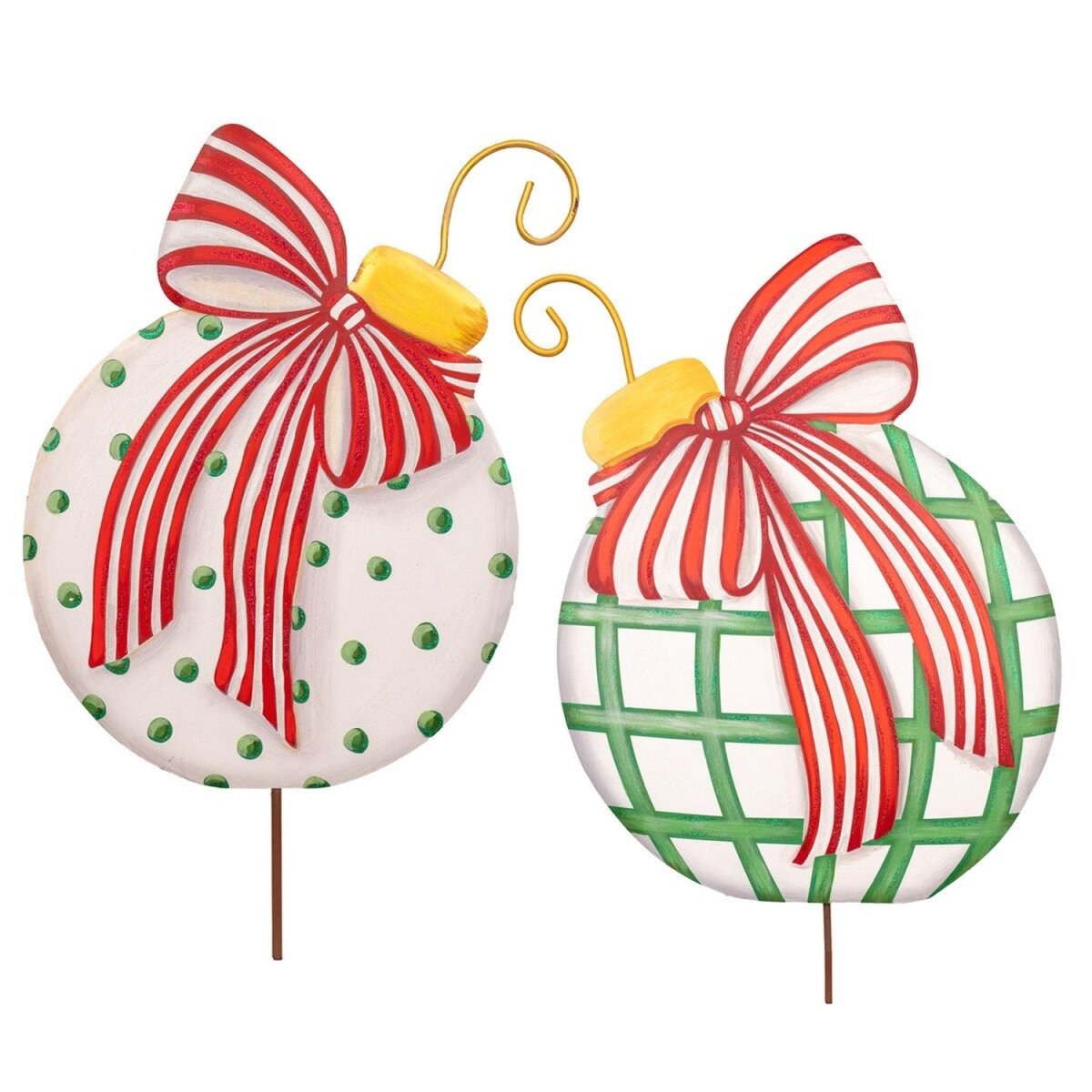 Shop For Modern Red, White & Green Ornaments (Stake/Hanger/Easel) Set of 2