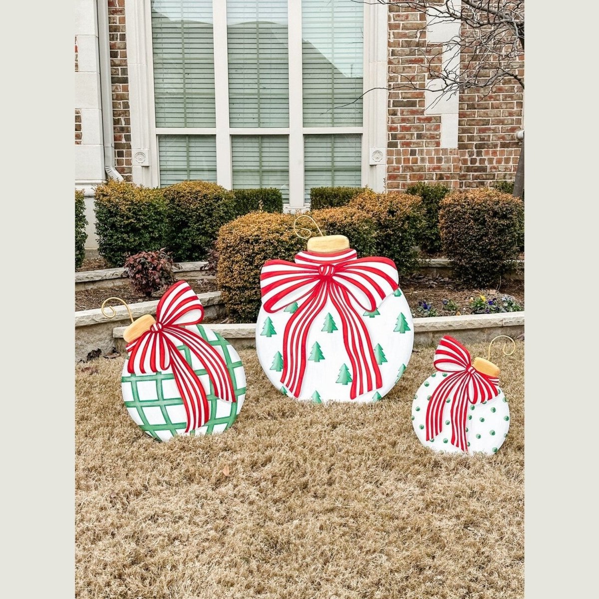 Shop For Modern Red, White & Green Ornaments (Stake/Hanger/Easel) Set of 2