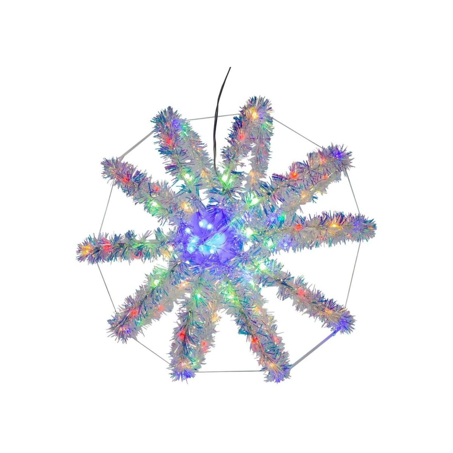 Multi-Color LED Tinsel Foldable Sphere 12"