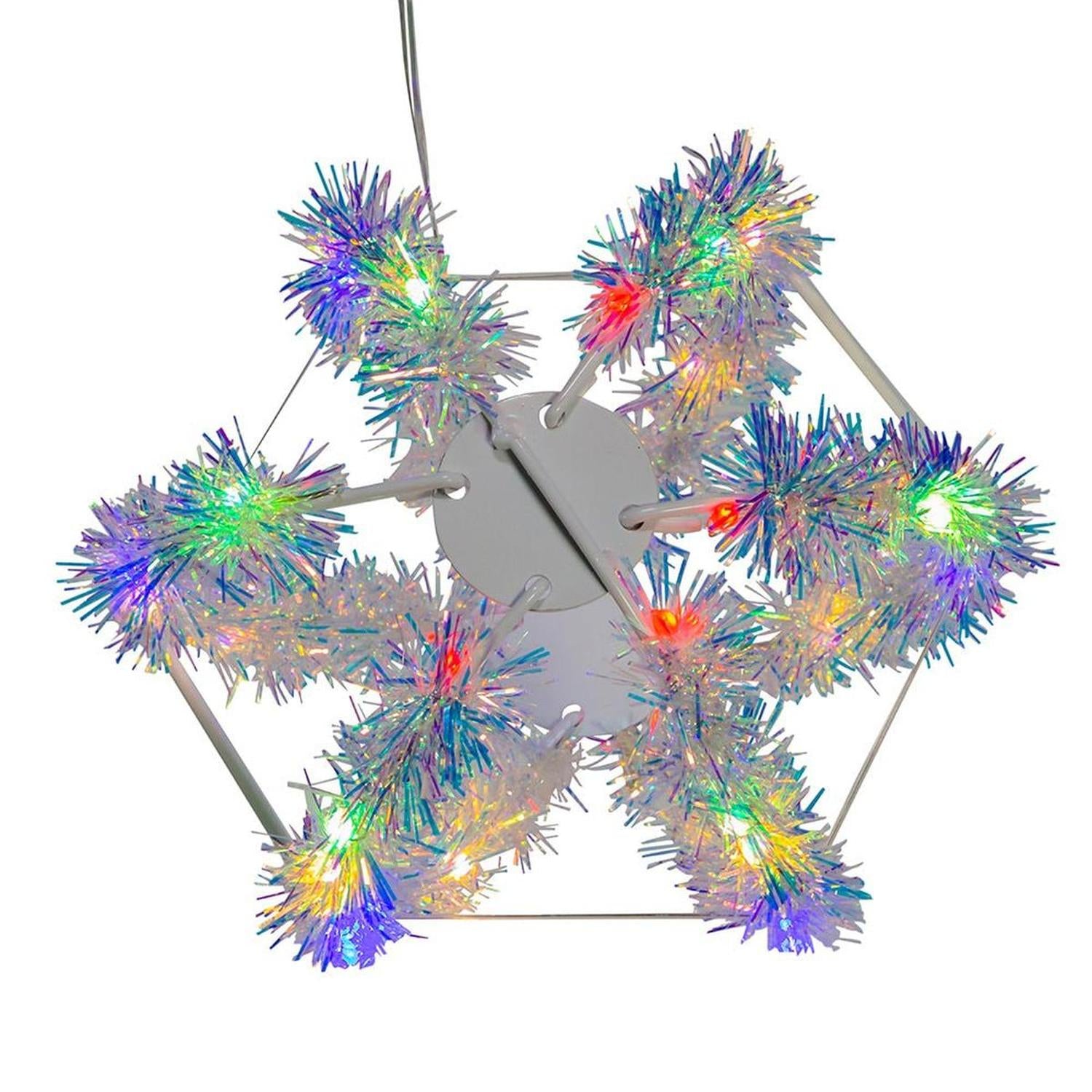 Multi-Color LED Tinsel Foldable Sphere 6"