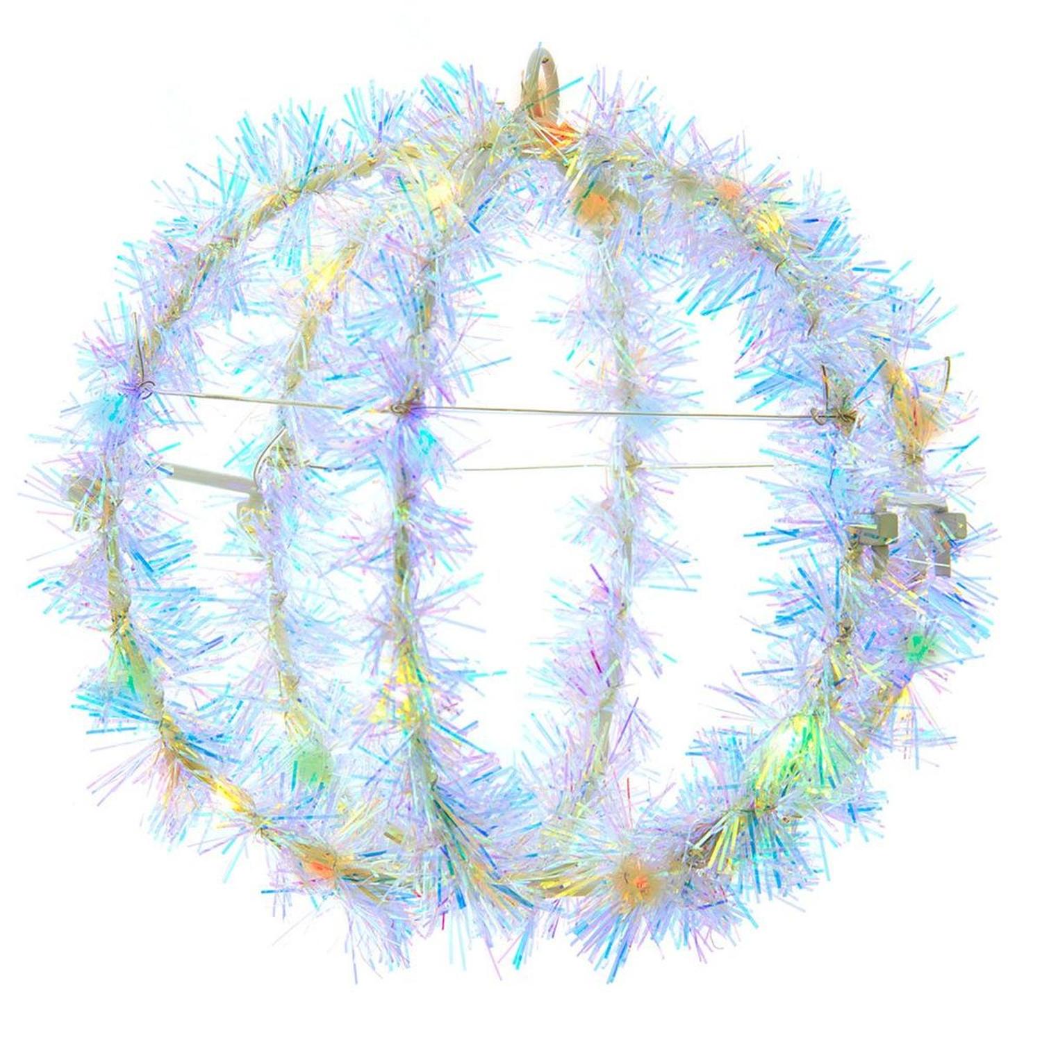 Multi-Color LED Tinsel Foldable Sphere 6"