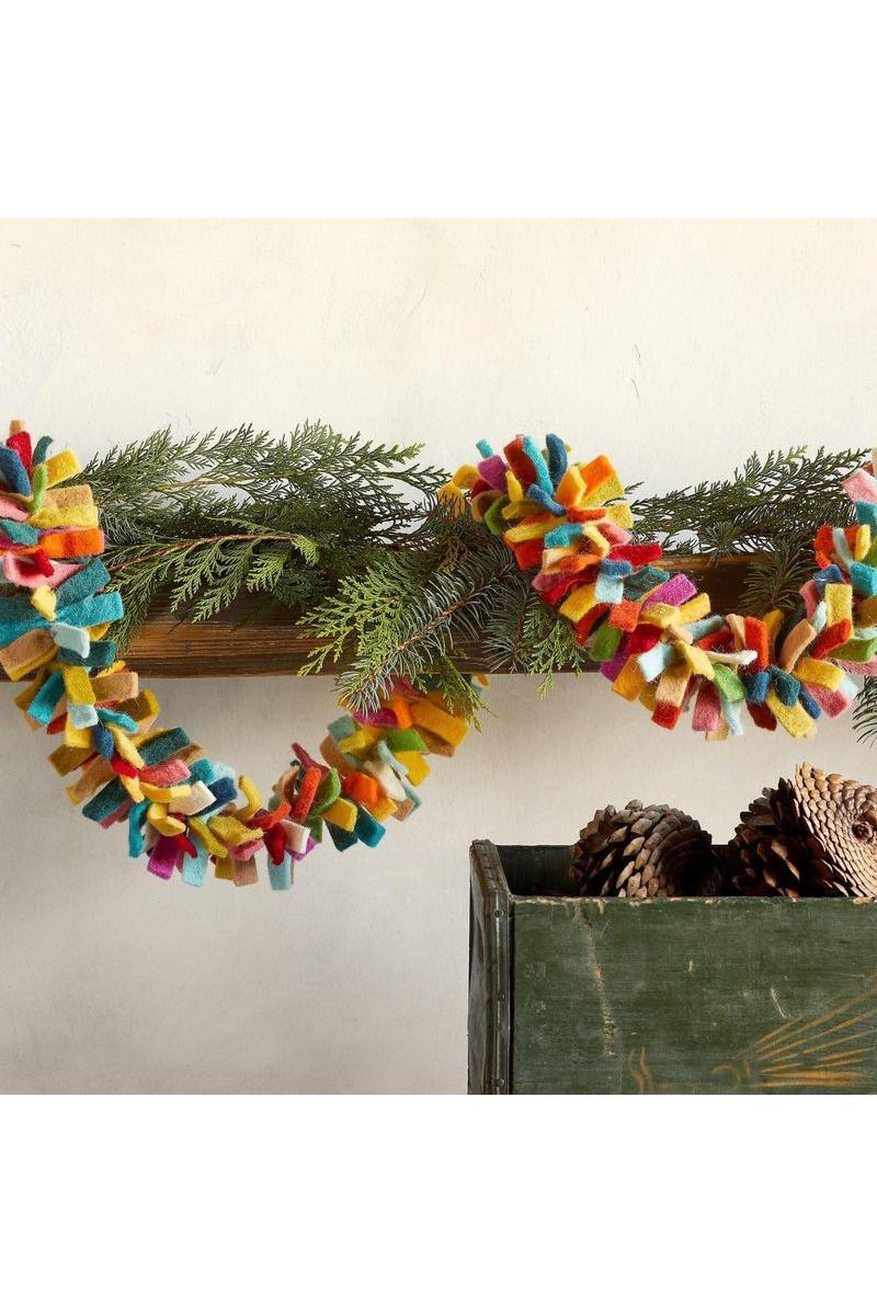 Shop For Multicolor Confetti Garland in Hand Felted Wool at Michelle's aDOORable Creations