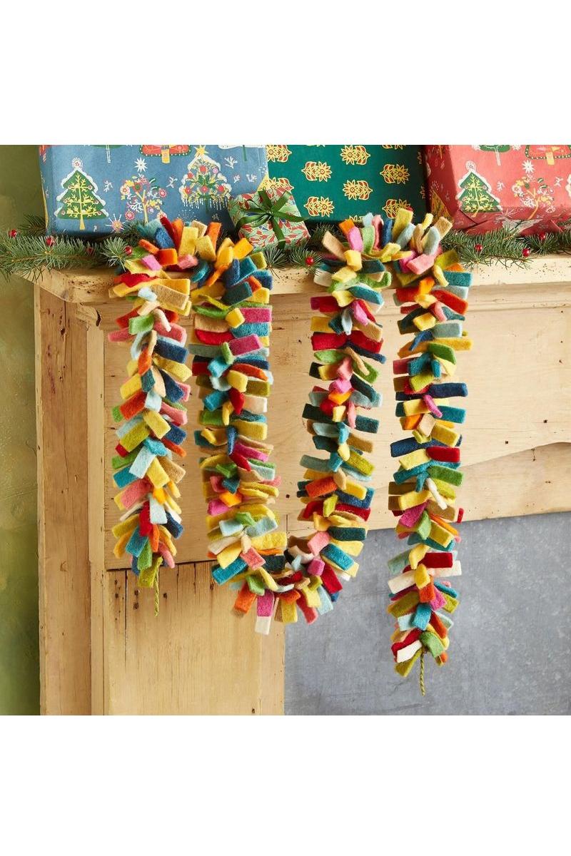 Shop For Multicolor Confetti Garland in Hand Felted Wool at Michelle's aDOORable Creations