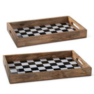 Shop For Nested Black & White Check Wooden Trays (Set of 2)