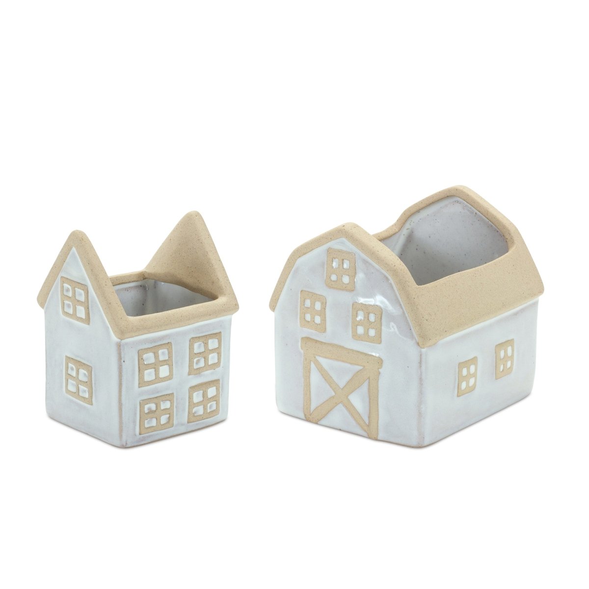 Shop For Neutral Porcelain House and Barn Planter (Set of 2) at Michelle's aDOORable Creations