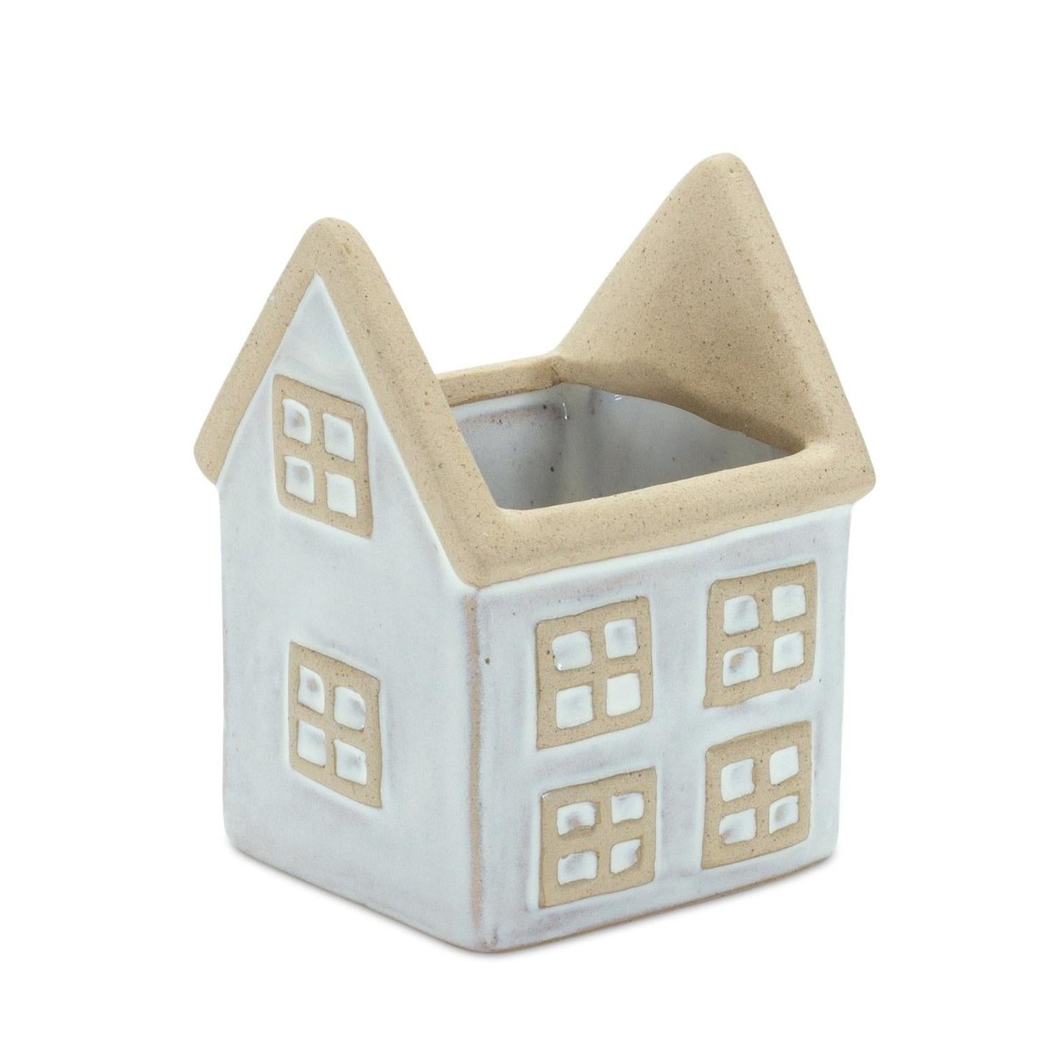 Neutral Porcelain House and Barn Planter (Set of 2)