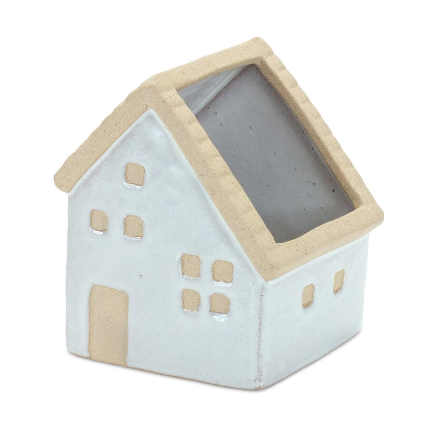 Neutral Porcelain House Planter (Set of 3)