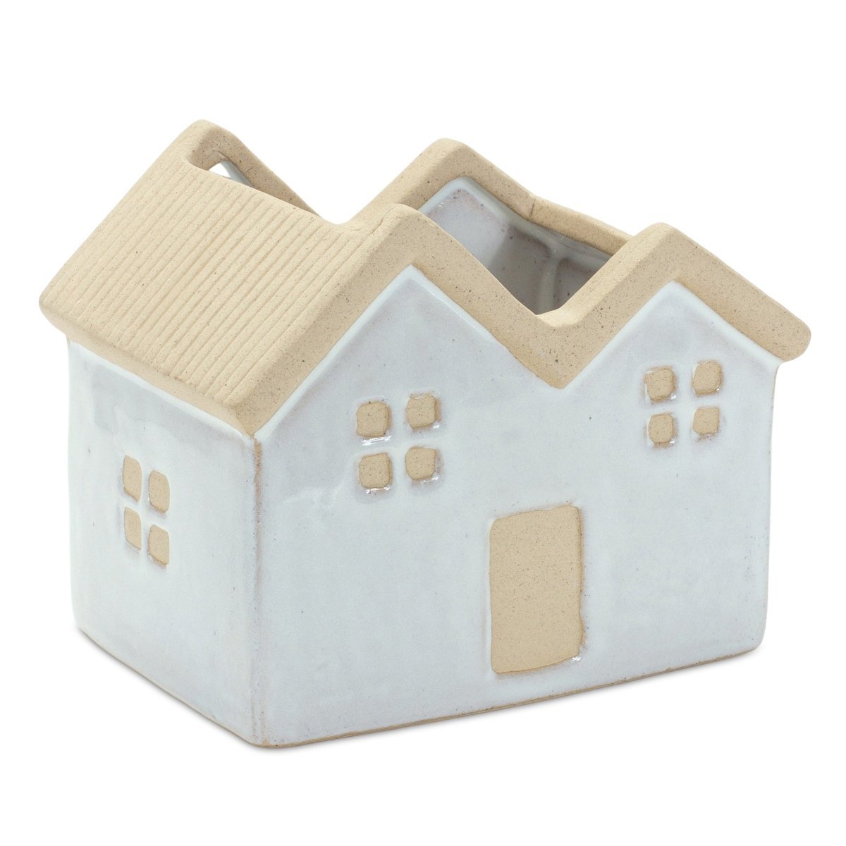 Shop For Neutral Porcelain House Planter (Set of 3) at Michelle's aDOORable Creations