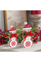 Shop For Nordic Snowflake Snowman Figurine with Pine Bow Accent (Set of 2) 84394DS