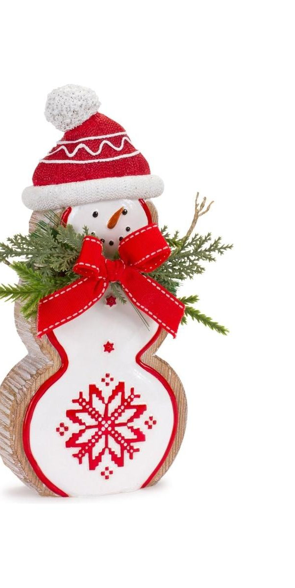 Shop For Nordic Snowflake Snowman Figurine with Pine Bow Accent (Set of 2) 84394DS