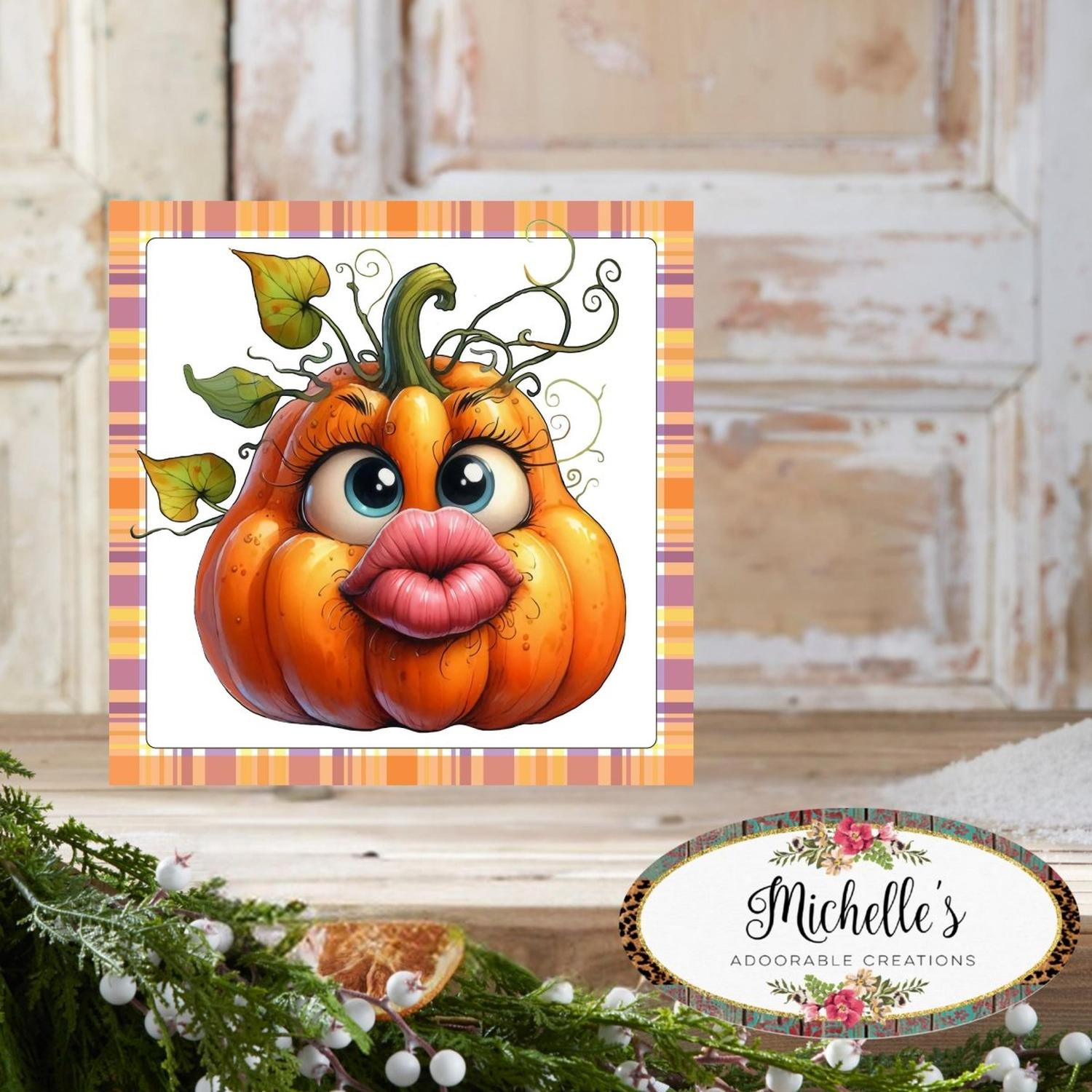 Shop For Orange Kissy Pumpkin Face Sign