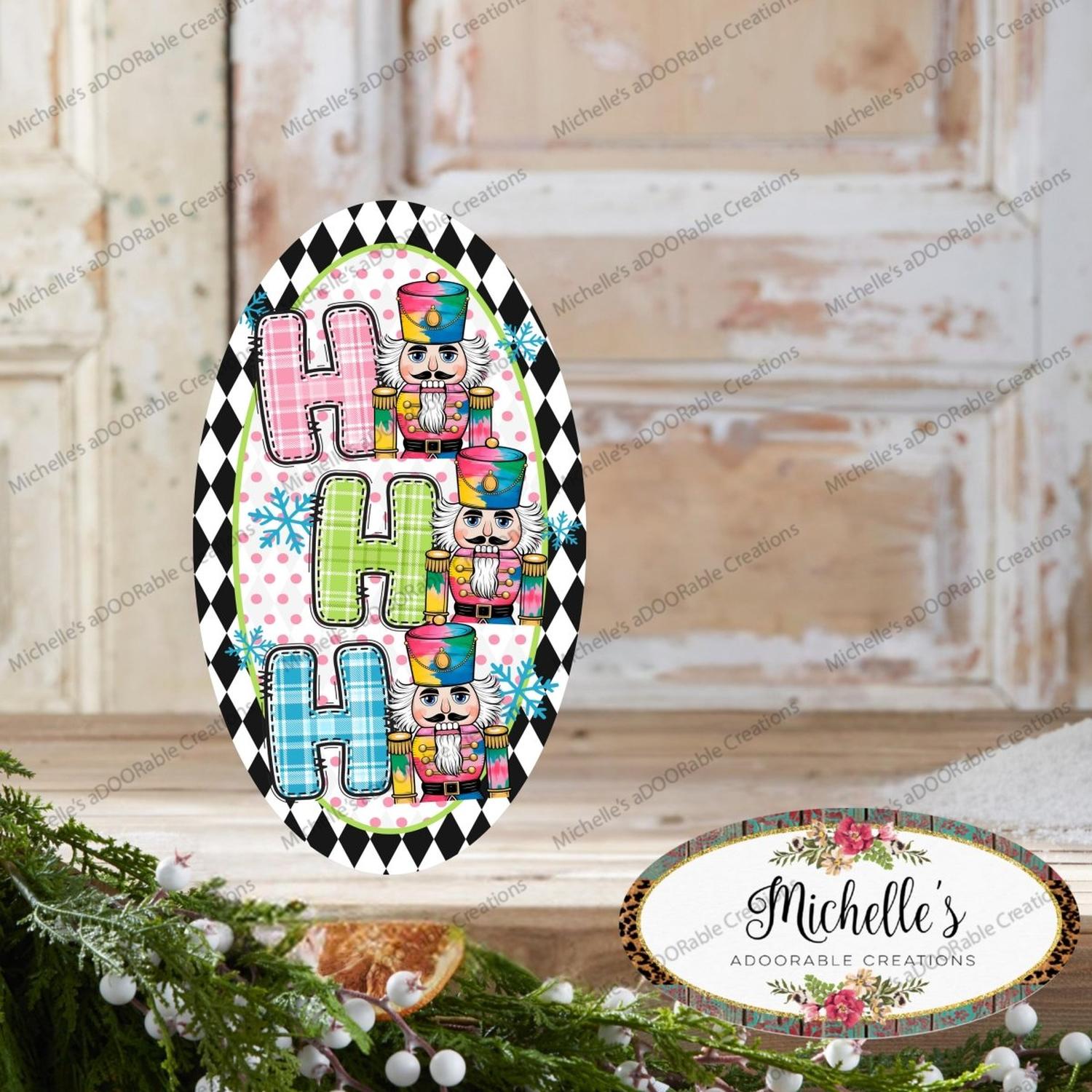 Oval Ho Ho Ho Nutcracker Sign