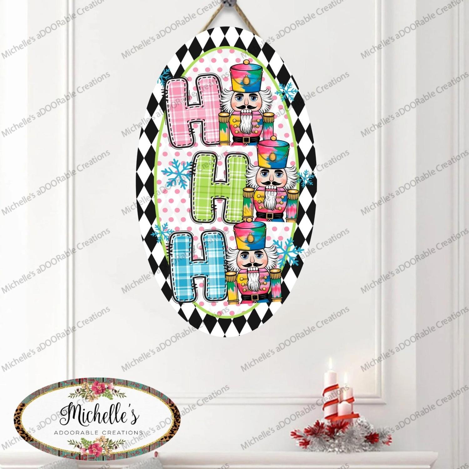 Oval Ho Ho Ho Nutcracker Sign