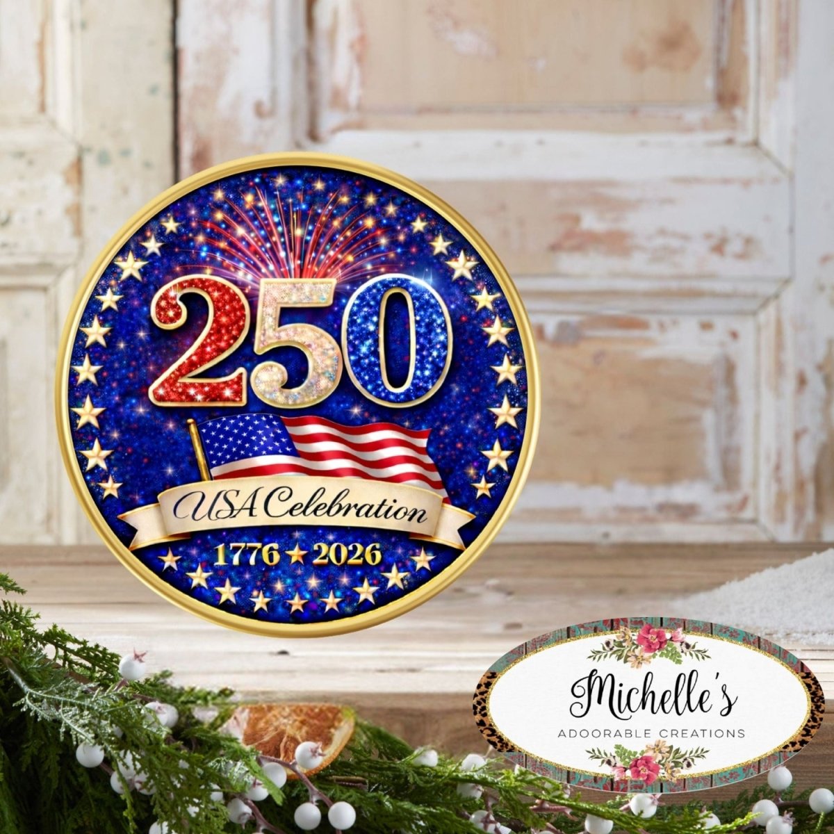 Shop For Patriotic Fireworks 250 Years USA Celebration Sign