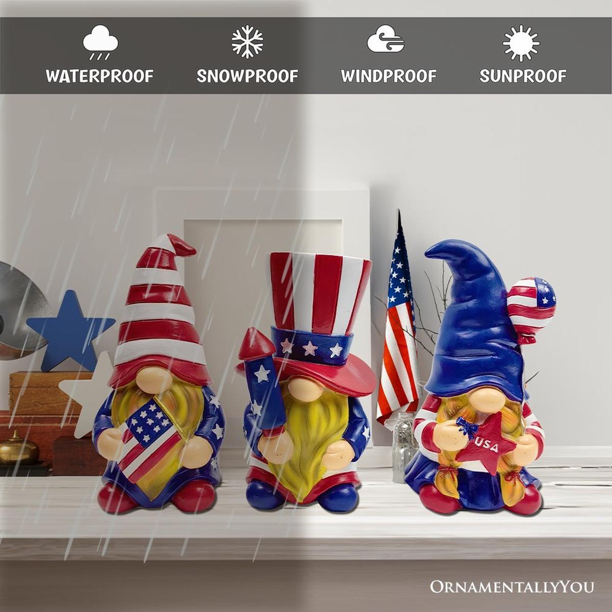 Shop For Patriotic Gnome Trio Figurines, 6" Set of Three Garden Statues and July 4th Decoration