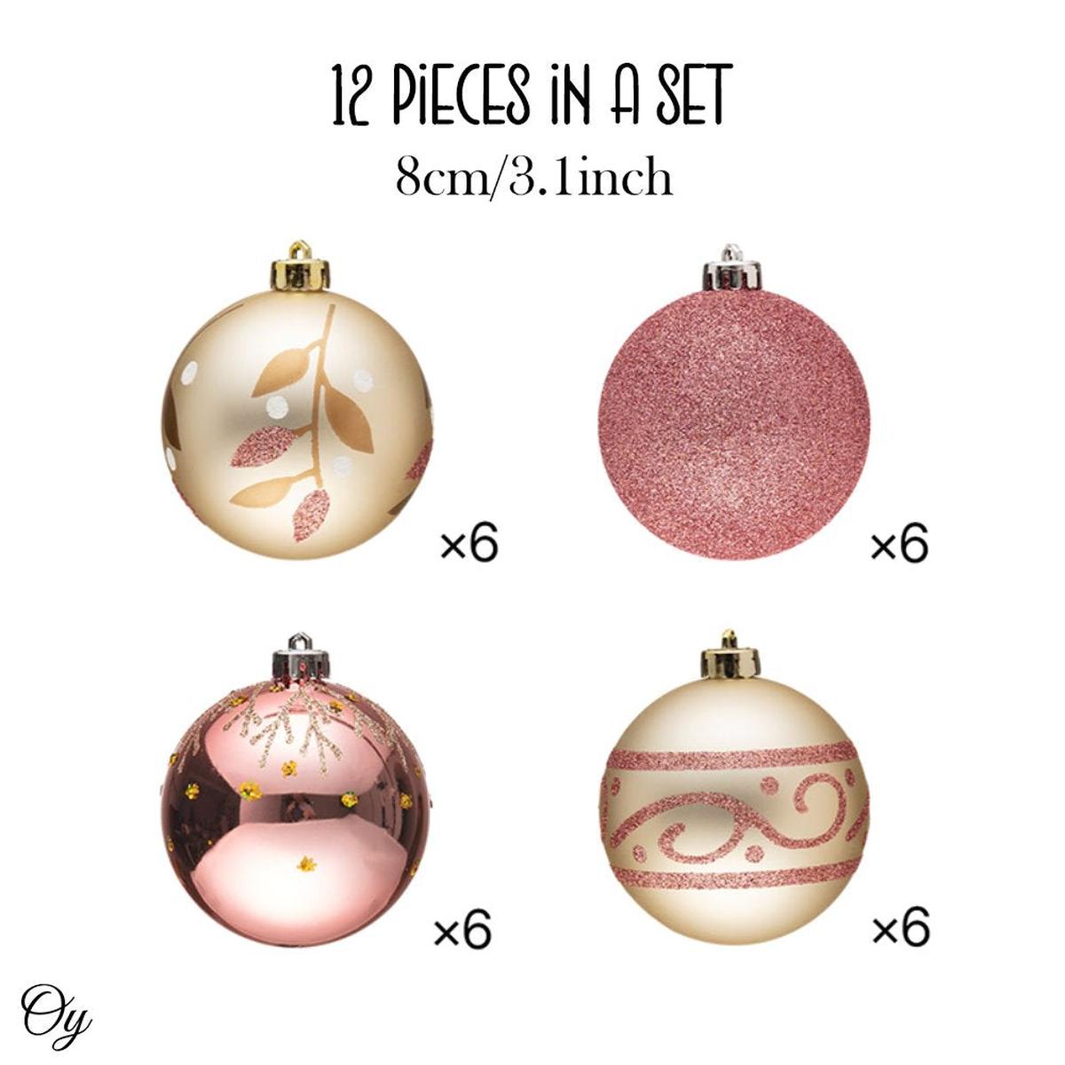 Shop For Pink and Rose Gold Christmas Ornament (Set of 12)