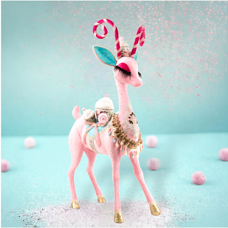 Shop For Pink Candy Reindeer 35" at Michelle's aDOORable Creations