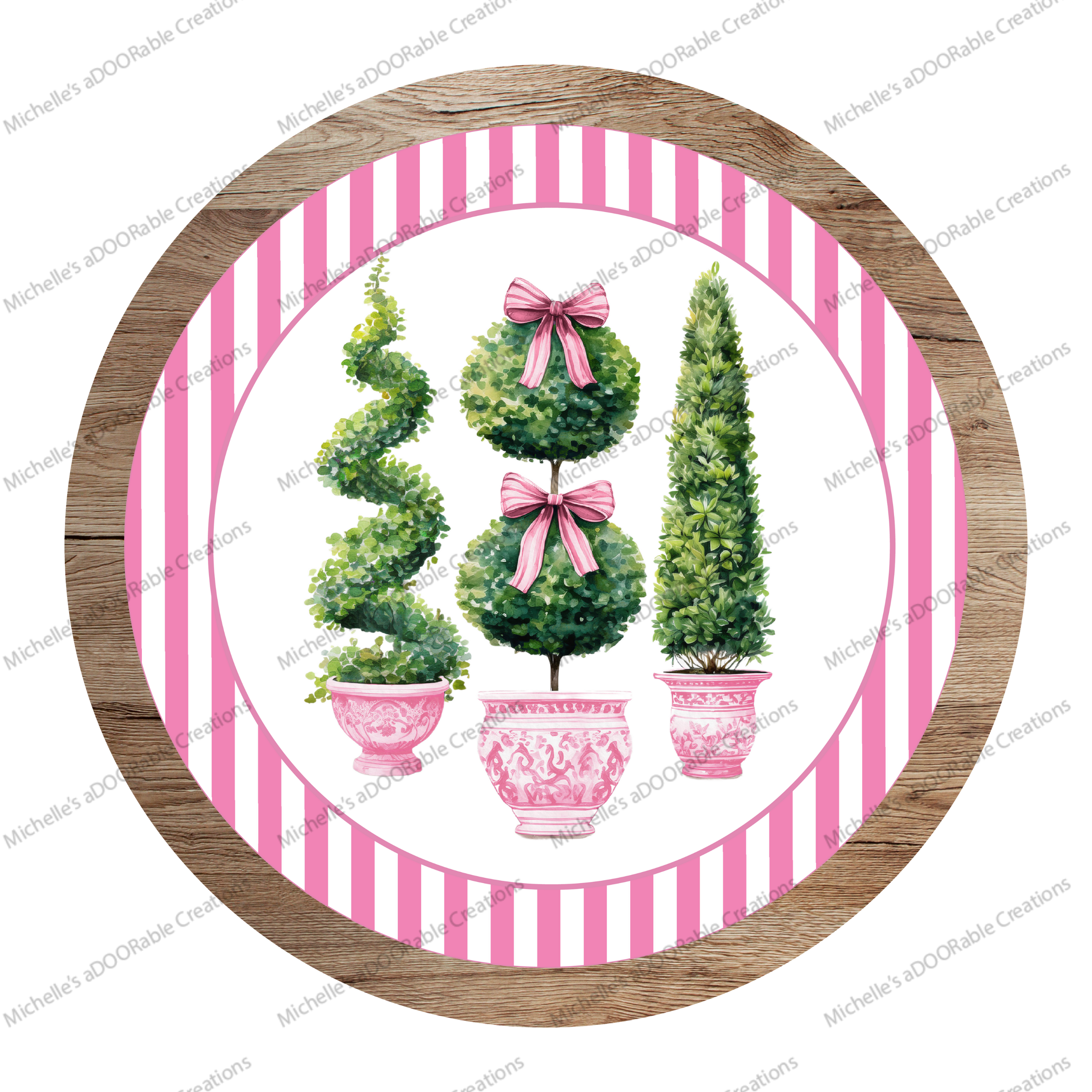 Shop For Pink Chinoiserie Topiary Round Sign