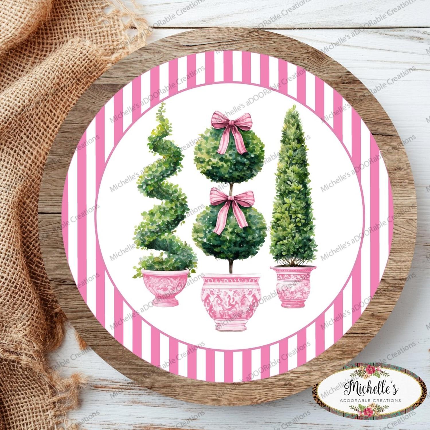 Shop For Pink Chinoiserie Topiary Round Sign