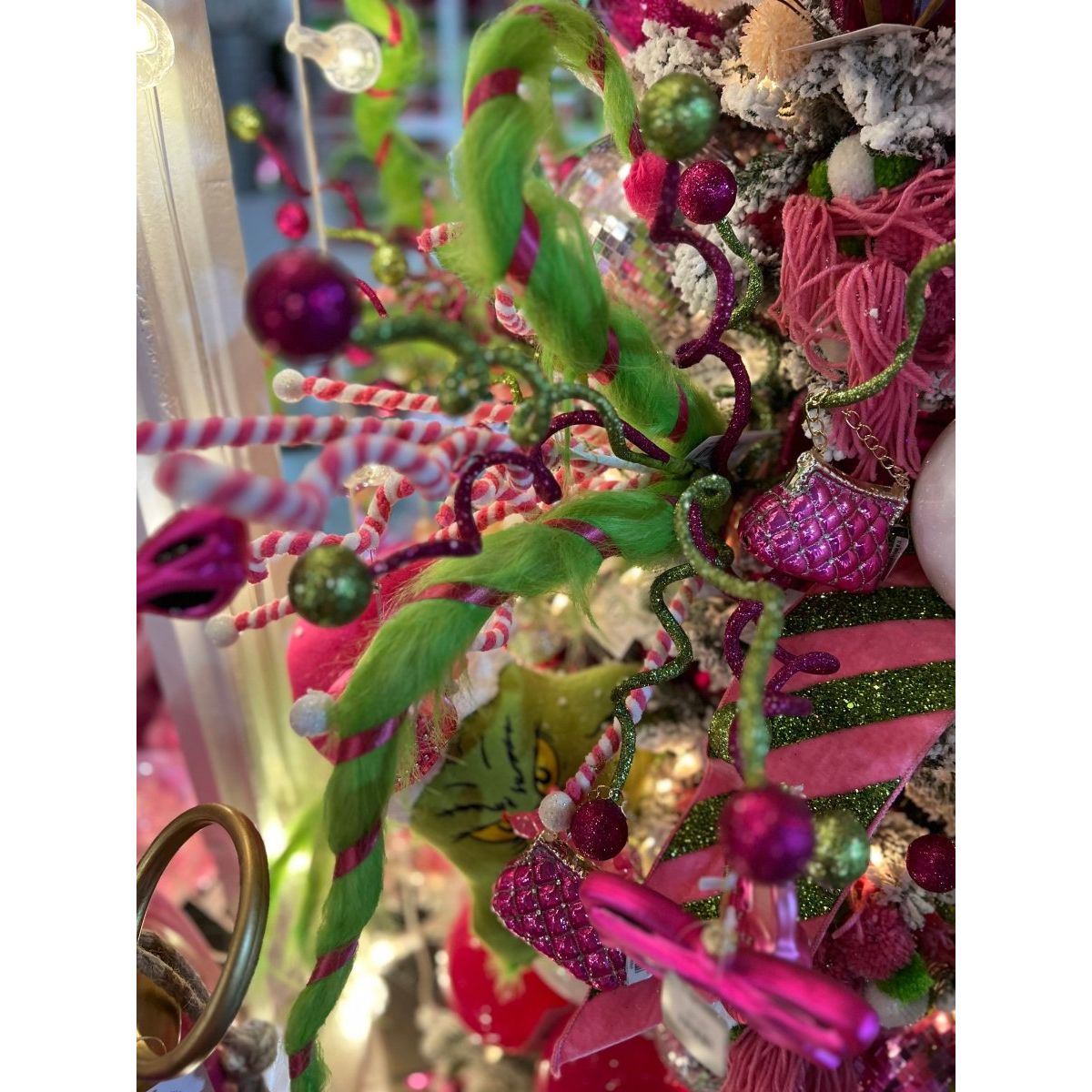Shop For Pink Green Furry Pom Pom Whimsical Hat Floral Stem 32"