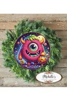 Shop For Pink One Eyed Trick or Treat Monster Round Sign