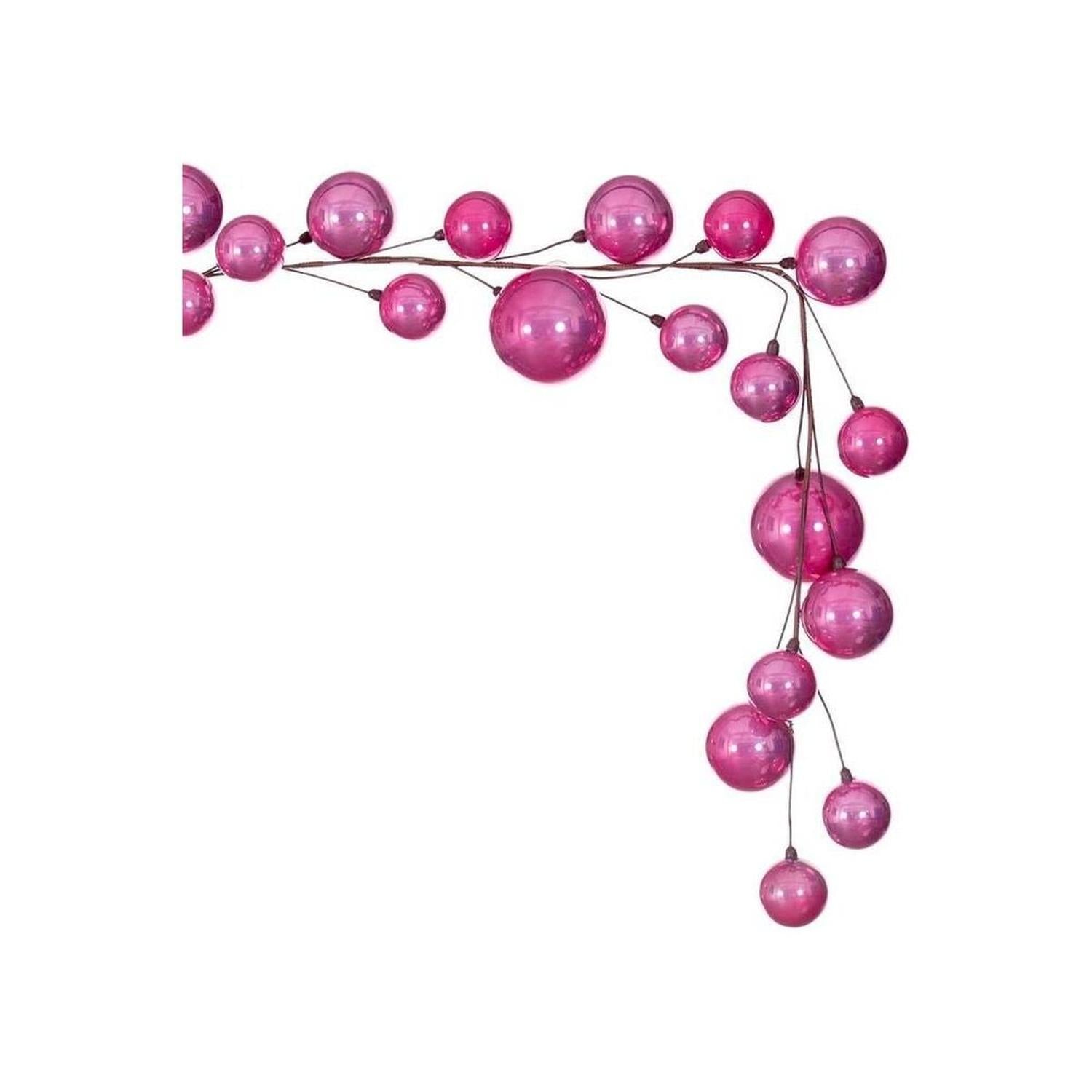 Pink Pearl Assorted Finish Branch Ball Ornament Garland