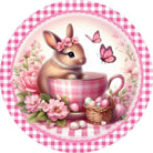 Shop For Pink Plaid Check Easter Spring Bunny Teacup Sign