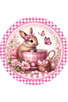 Shop For Pink Plaid Check Easter Spring Bunny Teacup Sign