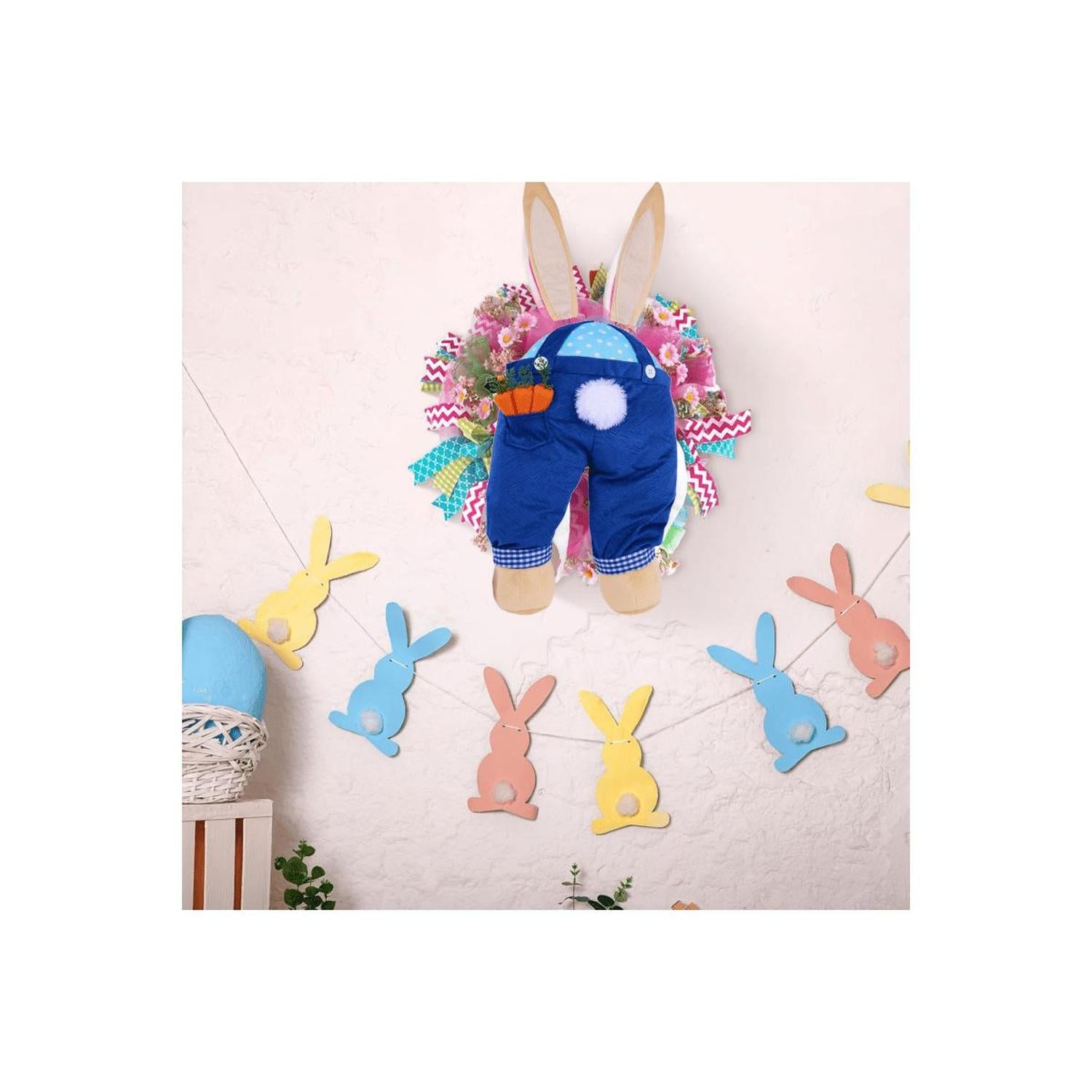 Plush Boy Bunny Wreath Decor Kit