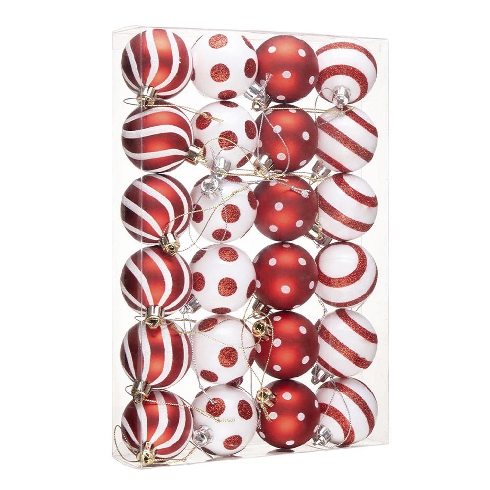 Shop For Polka Dot and Candy Cane Ornament Bundle, Set of 24