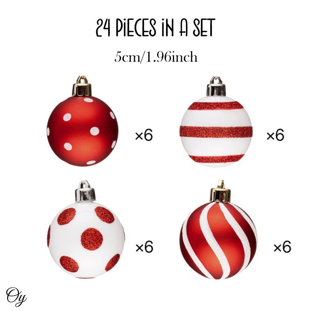 Shop For Polka Dot and Candy Cane Ornament Bundle, Set of 24