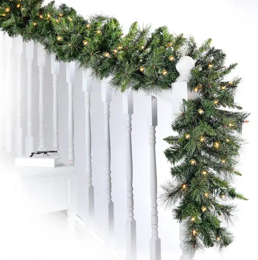 Shop For Pre - lit Deluxe Belgium Garland 100 Clear Lights - Natural Green