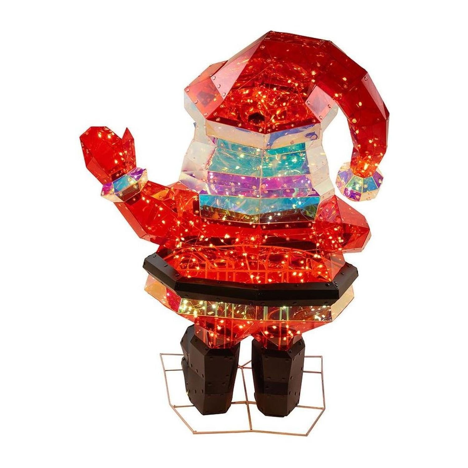 Pre-Lit Warm White LED Multifunction Holographic Santa