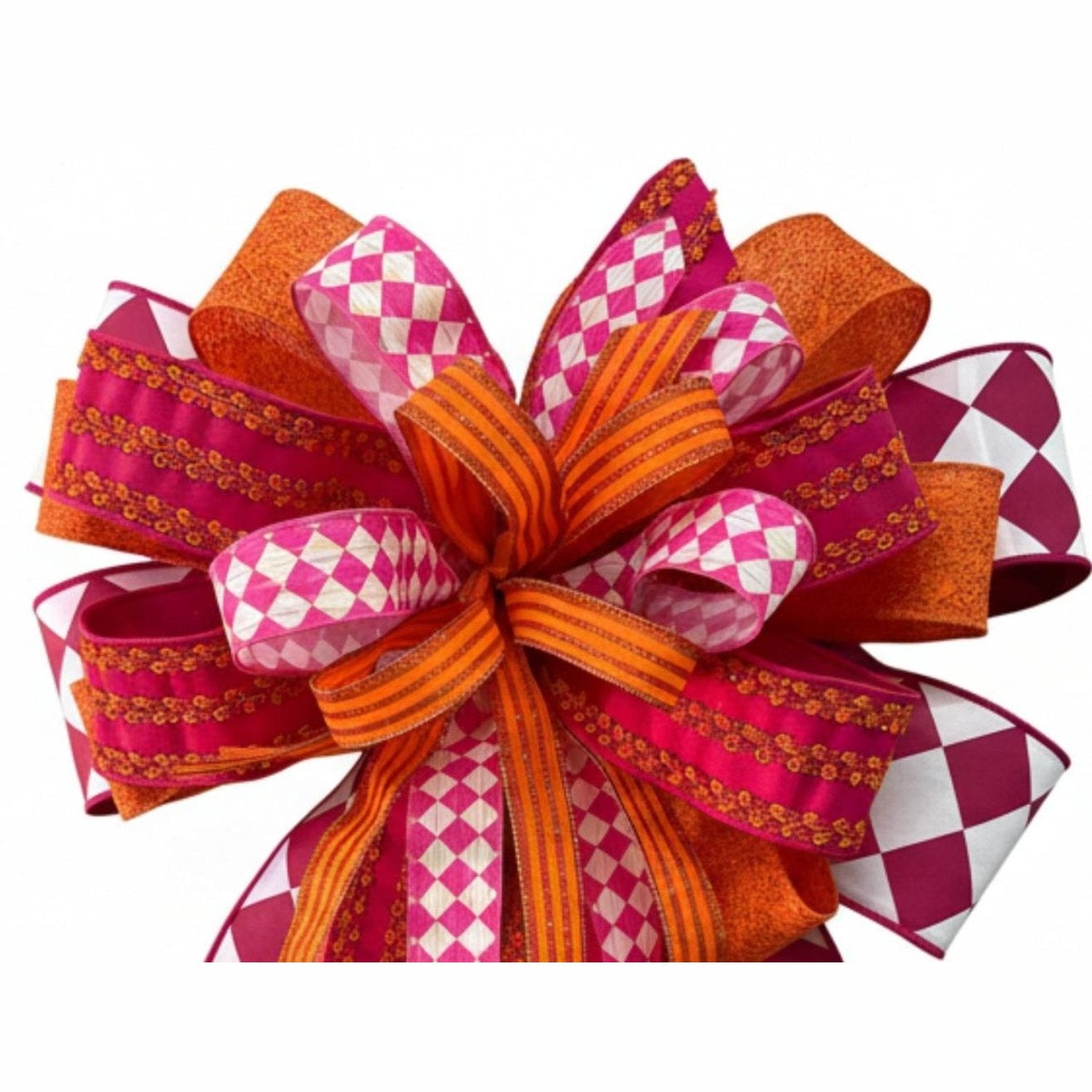 Shop For Pre - Made Designer Pink and Orange Bow
