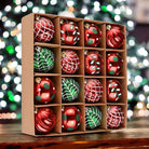 Shop For Red and Green Glittered Baubles (Set of 16)