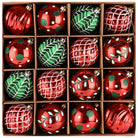 Shop For Red and Green Glittered Baubles (Set of 16)