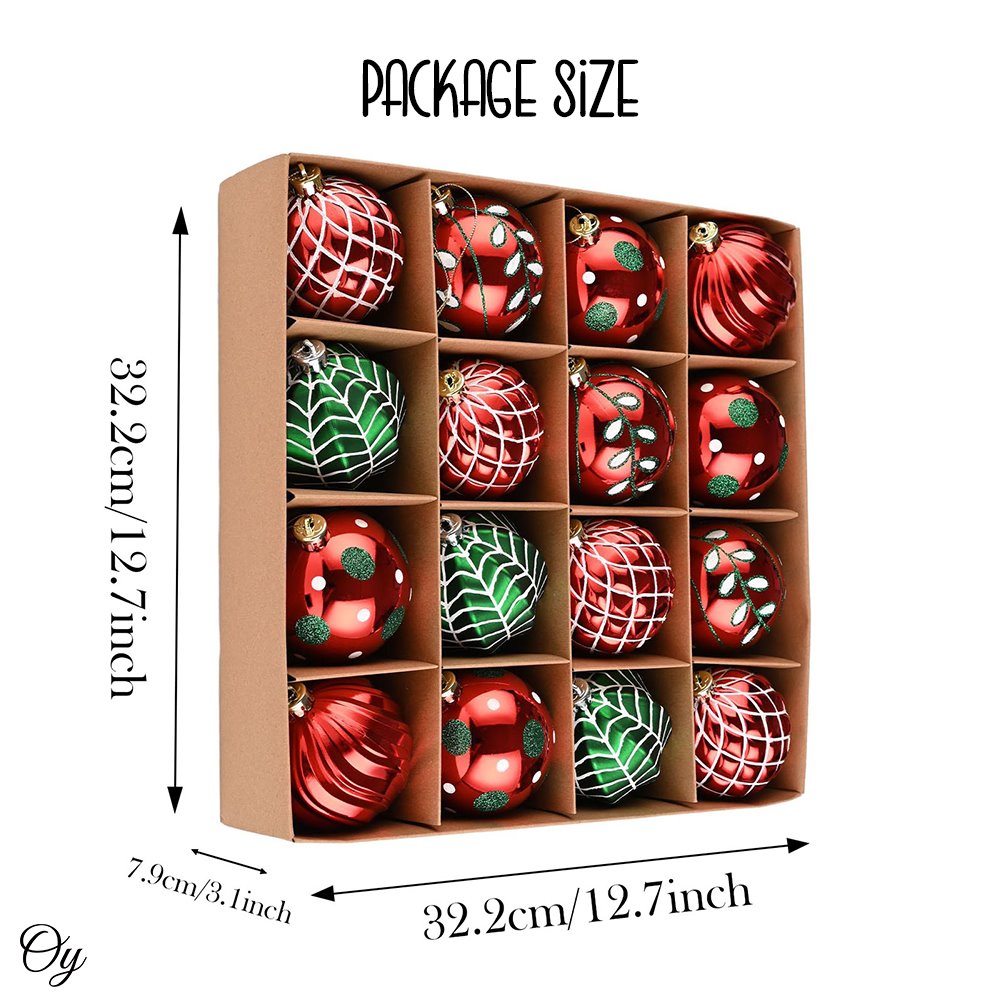 Shop For Red and Green Glittered Baubles (Set of 16)