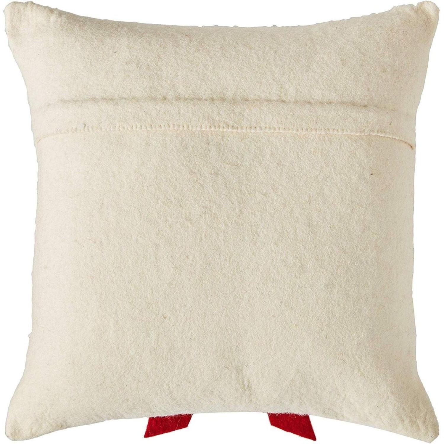 Red Bow Cream - Christmas Pillow Cover Hand Felted Wool - 20" / 14" Arcadia Home