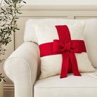 Shop For Red Bow Cream - Christmas Pillow Cover Hand Felted Wool - 20" / 14" Arcadia Home