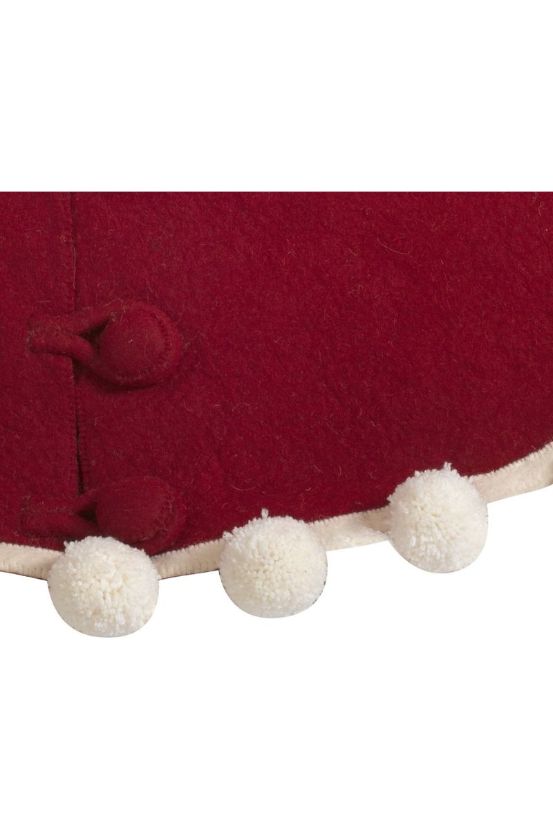 Shop For Red Felt Christmas Tree Skirt Pom Poms at Michelle's aDOORable Creations