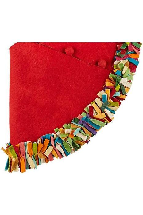 Shop For Red Festive Fringe Tree Skirt, Multicolor at Michelle's aDOORable Creations