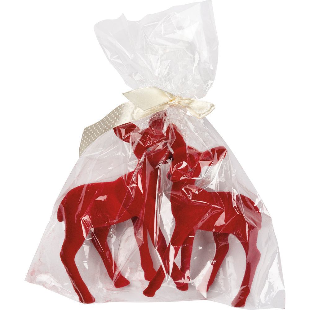 Shop For Red Flocked Deer Sitter, Set of 2